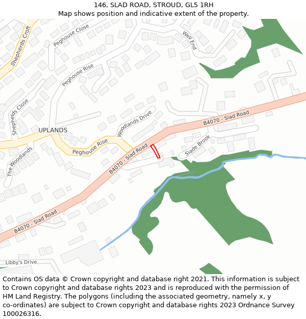 146, SLAD ROAD, STROUD, GL5 1RH: Location map and indicative extent of plot