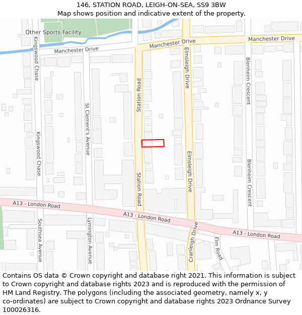 146, STATION ROAD, LEIGH-ON-SEA, SS9 3BW: Location map and indicative extent of plot