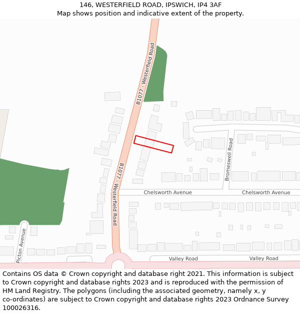 146, WESTERFIELD ROAD, IPSWICH, IP4 3AF: Location map and indicative extent of plot