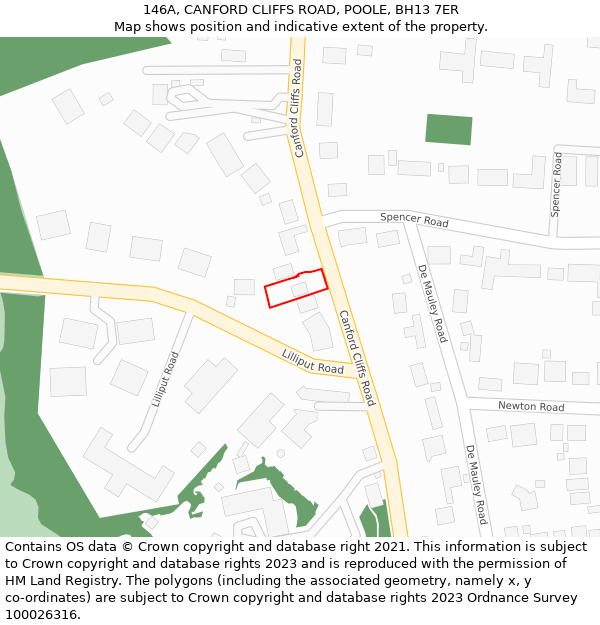 146A, CANFORD CLIFFS ROAD, POOLE, BH13 7ER: Location map and indicative extent of plot