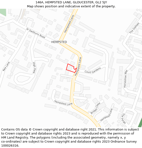 146A, HEMPSTED LANE, GLOUCESTER, GL2 5JY: Location map and indicative extent of plot