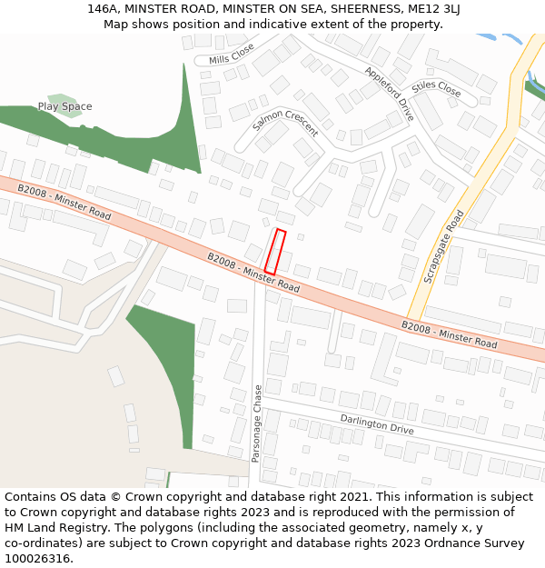 146A, MINSTER ROAD, MINSTER ON SEA, SHEERNESS, ME12 3LJ: Location map and indicative extent of plot