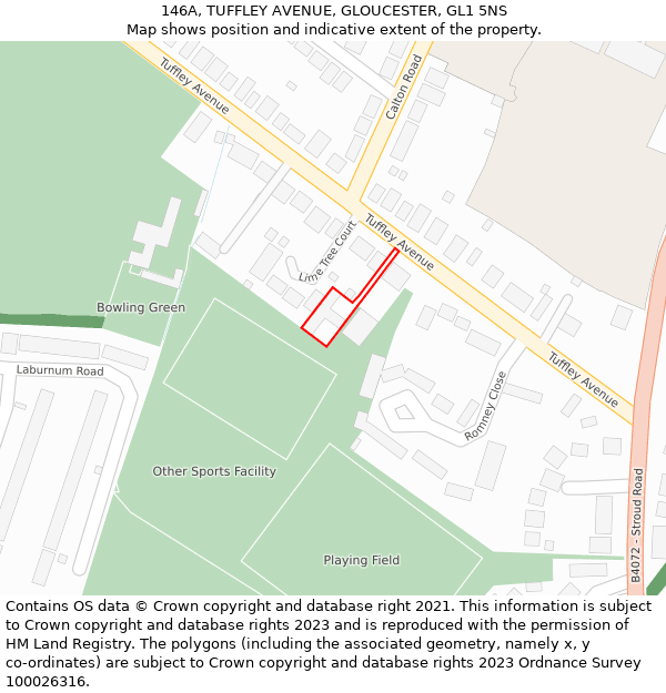 146A, TUFFLEY AVENUE, GLOUCESTER, GL1 5NS: Location map and indicative extent of plot