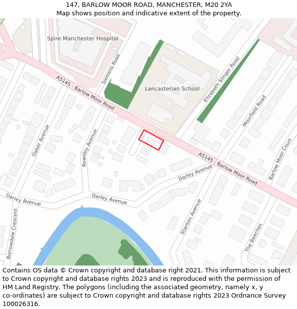 147, BARLOW MOOR ROAD, MANCHESTER, M20 2YA: Location map and indicative extent of plot