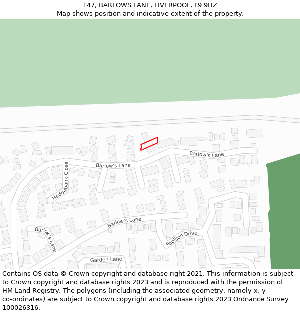 147, BARLOWS LANE, LIVERPOOL, L9 9HZ: Location map and indicative extent of plot