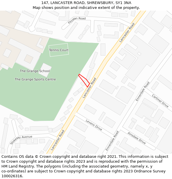 147, LANCASTER ROAD, SHREWSBURY, SY1 3NA: Location map and indicative extent of plot