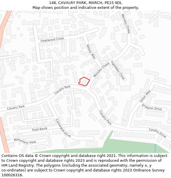 148, CAVALRY PARK, MARCH, PE15 9DL: Location map and indicative extent of plot