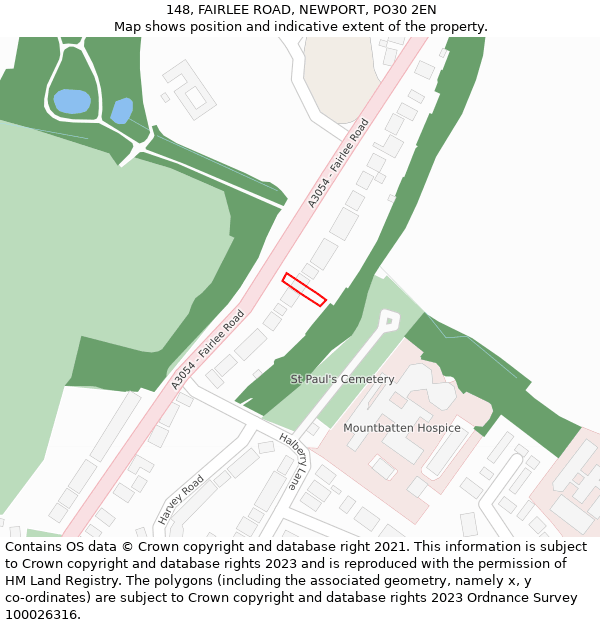 148, FAIRLEE ROAD, NEWPORT, PO30 2EN: Location map and indicative extent of plot