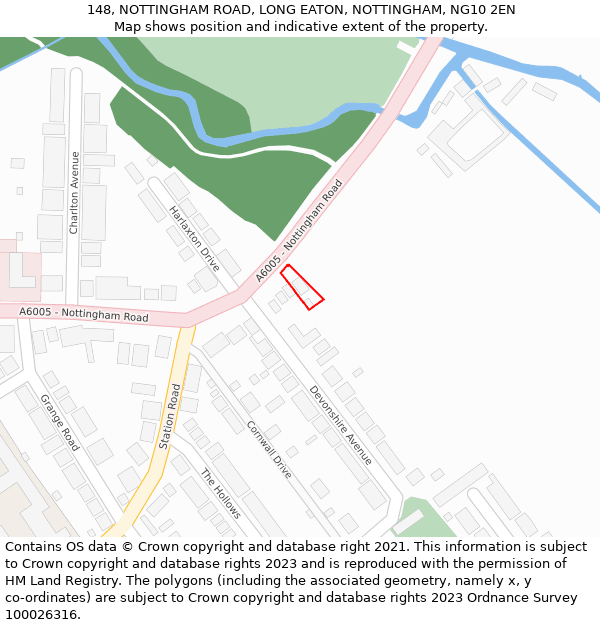 148, NOTTINGHAM ROAD, LONG EATON, NOTTINGHAM, NG10 2EN: Location map and indicative extent of plot