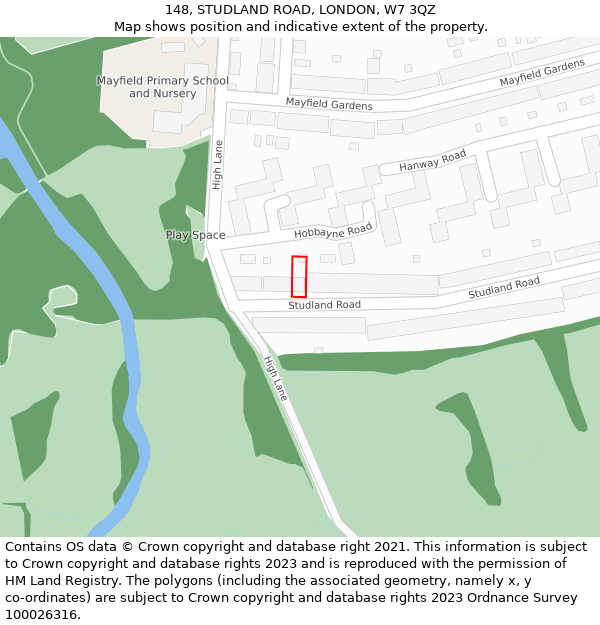 148, STUDLAND ROAD, LONDON, W7 3QZ: Location map and indicative extent of plot