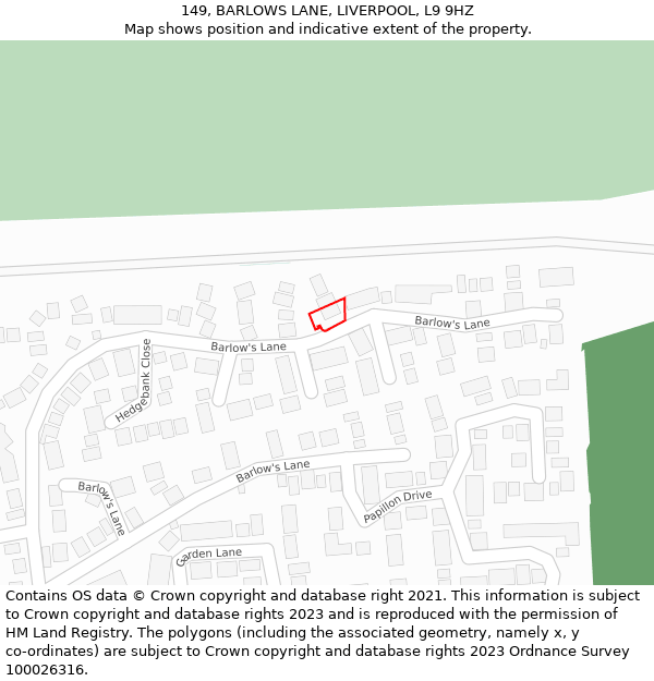 149, BARLOWS LANE, LIVERPOOL, L9 9HZ: Location map and indicative extent of plot