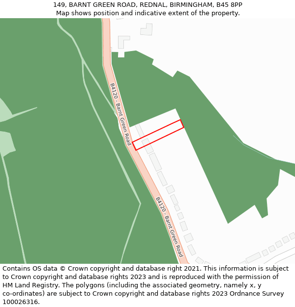 149, BARNT GREEN ROAD, REDNAL, BIRMINGHAM, B45 8PP: Location map and indicative extent of plot