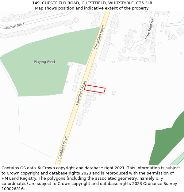149, CHESTFIELD ROAD, CHESTFIELD, WHITSTABLE, CT5 3LR: Location map and indicative extent of plot