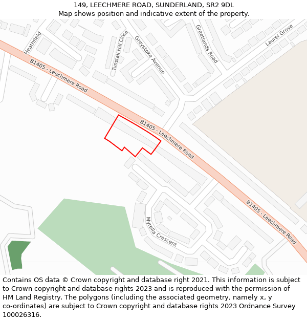 149, LEECHMERE ROAD, SUNDERLAND, SR2 9DL: Location map and indicative extent of plot