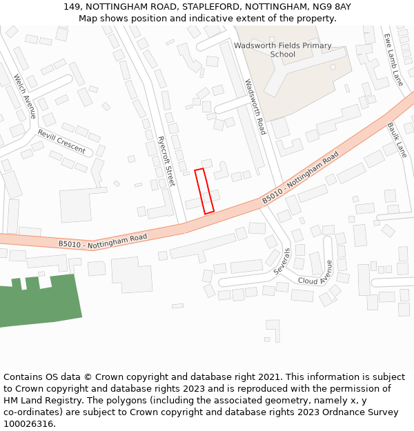 149, NOTTINGHAM ROAD, STAPLEFORD, NOTTINGHAM, NG9 8AY: Location map and indicative extent of plot