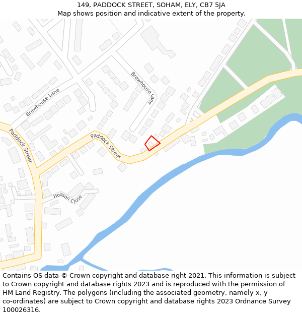 149, PADDOCK STREET, SOHAM, ELY, CB7 5JA: Location map and indicative extent of plot