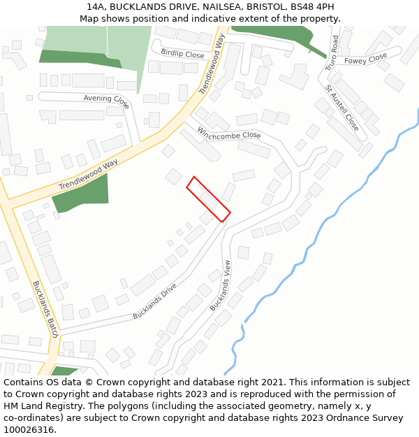 14A, BUCKLANDS DRIVE, NAILSEA, BRISTOL, BS48 4PH: Location map and indicative extent of plot