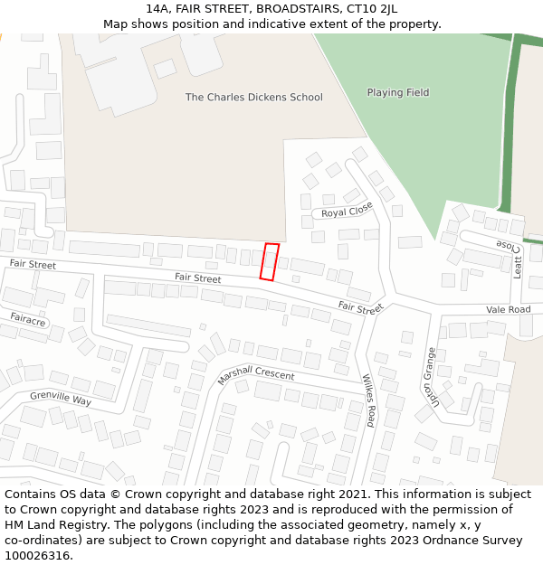 14A, FAIR STREET, BROADSTAIRS, CT10 2JL: Location map and indicative extent of plot