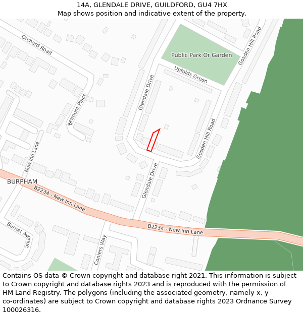 14A, GLENDALE DRIVE, GUILDFORD, GU4 7HX: Location map and indicative extent of plot