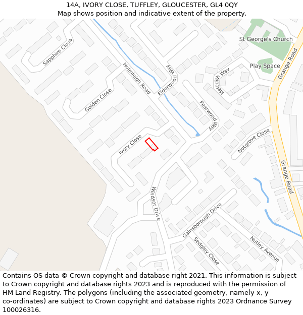 14A, IVORY CLOSE, TUFFLEY, GLOUCESTER, GL4 0QY: Location map and indicative extent of plot