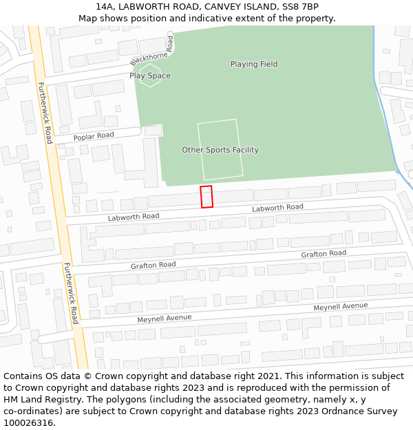 14A, LABWORTH ROAD, CANVEY ISLAND, SS8 7BP: Location map and indicative extent of plot