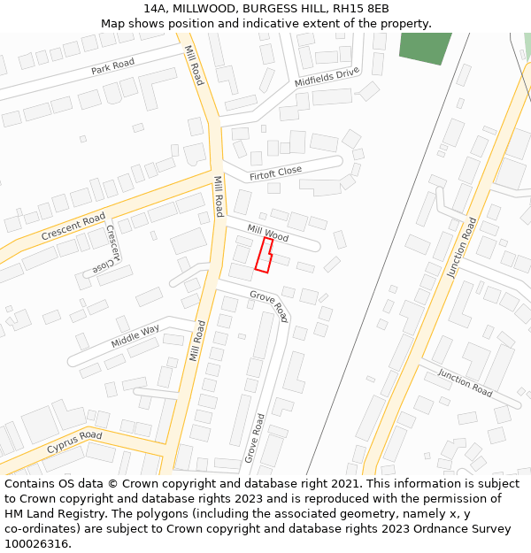 14A, MILLWOOD, BURGESS HILL, RH15 8EB: Location map and indicative extent of plot