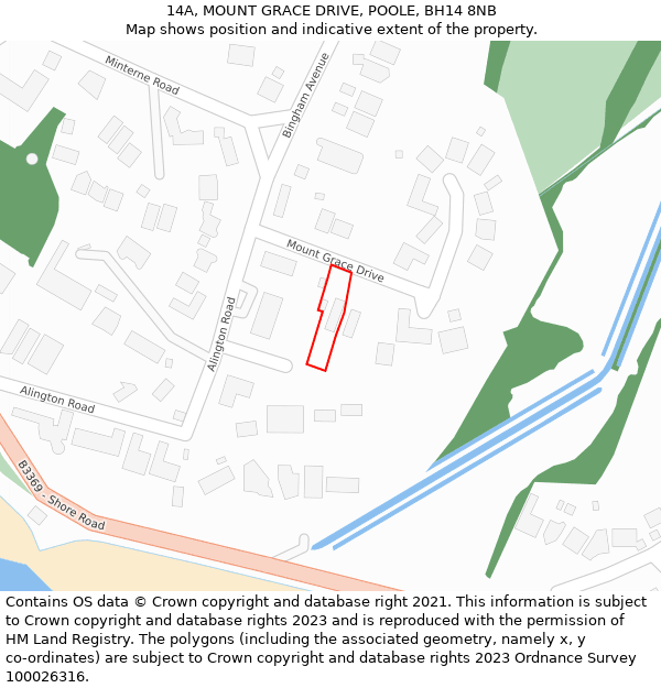 14A, MOUNT GRACE DRIVE, POOLE, BH14 8NB: Location map and indicative extent of plot