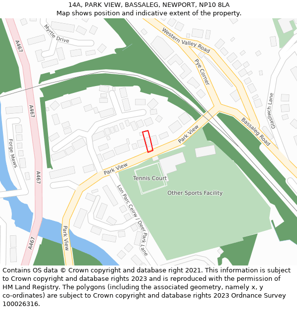 14A, PARK VIEW, BASSALEG, NEWPORT, NP10 8LA: Location map and indicative extent of plot