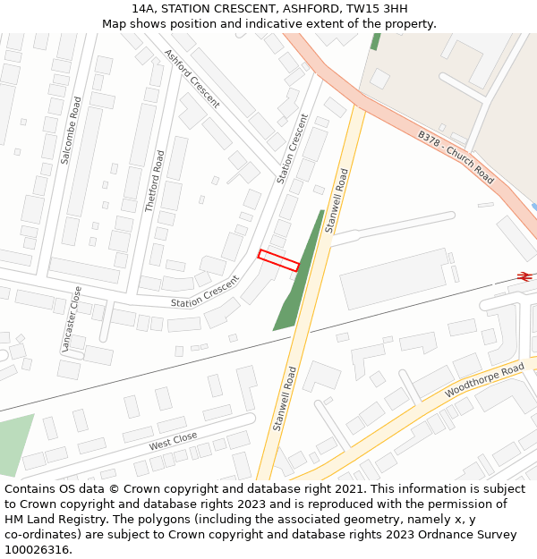 14A, STATION CRESCENT, ASHFORD, TW15 3HH: Location map and indicative extent of plot