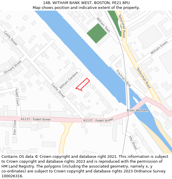 14B, WITHAM BANK WEST, BOSTON, PE21 8PU: Location map and indicative extent of plot