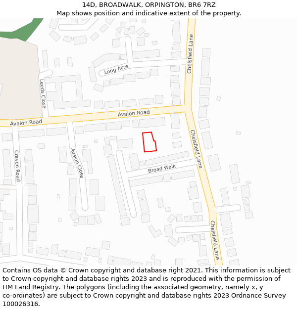 14D, BROADWALK, ORPINGTON, BR6 7RZ: Location map and indicative extent of plot