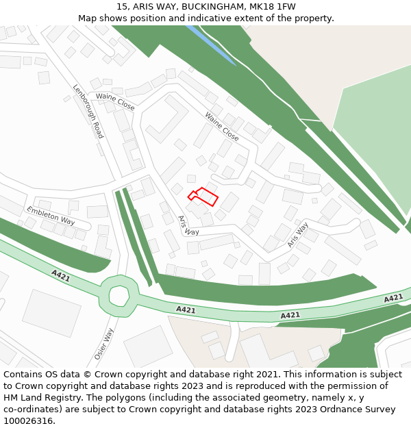 15, ARIS WAY, BUCKINGHAM, MK18 1FW: Location map and indicative extent of plot