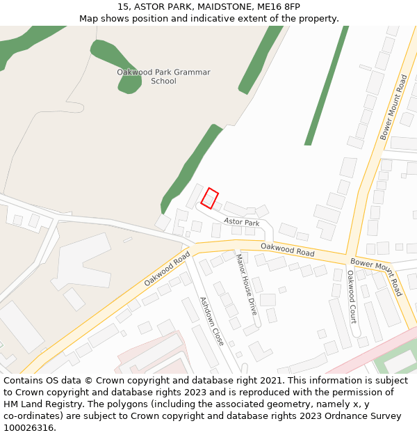 15, ASTOR PARK, MAIDSTONE, ME16 8FP: Location map and indicative extent of plot