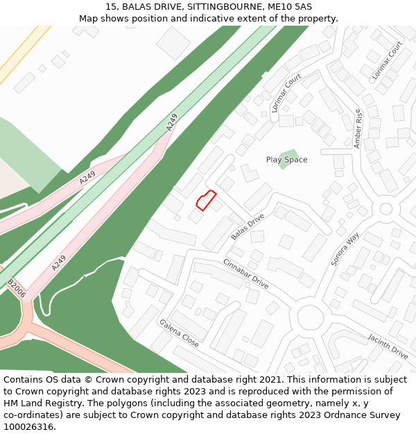 15, BALAS DRIVE, SITTINGBOURNE, ME10 5AS: Location map and indicative extent of plot