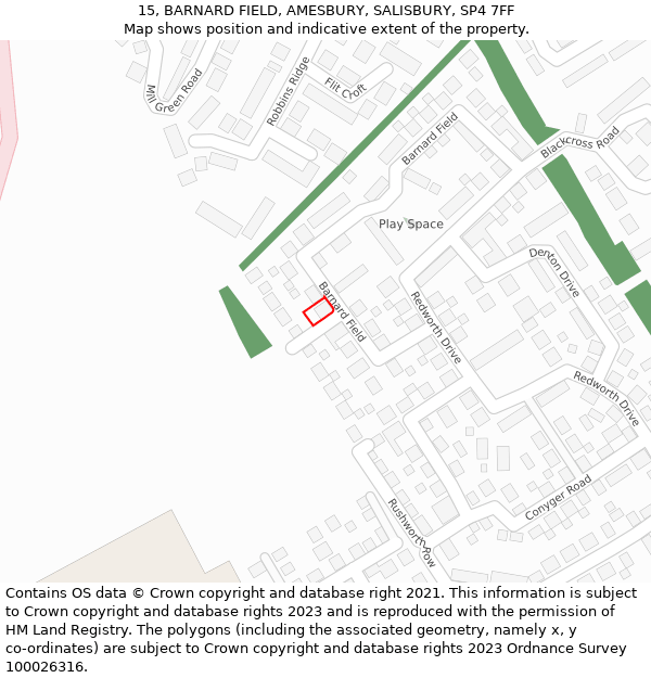15, BARNARD FIELD, AMESBURY, SALISBURY, SP4 7FF: Location map and indicative extent of plot