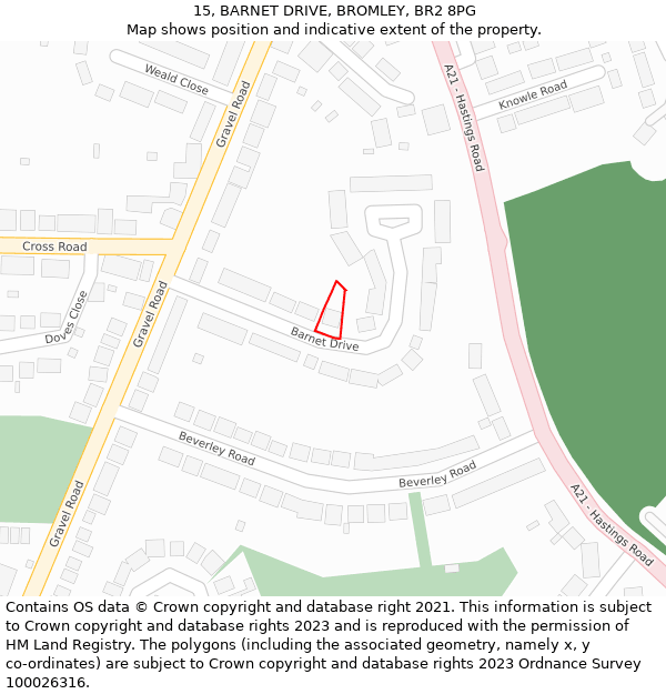 15, BARNET DRIVE, BROMLEY, BR2 8PG: Location map and indicative extent of plot