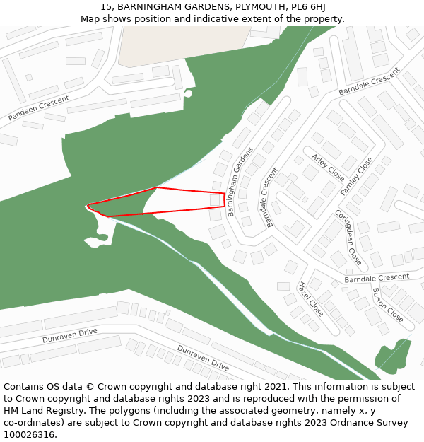 15, BARNINGHAM GARDENS, PLYMOUTH, PL6 6HJ: Location map and indicative extent of plot