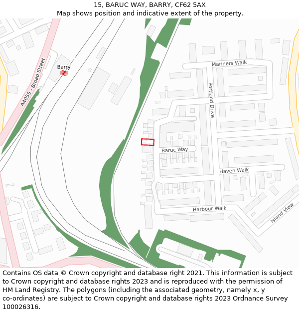 15, BARUC WAY, BARRY, CF62 5AX: Location map and indicative extent of plot