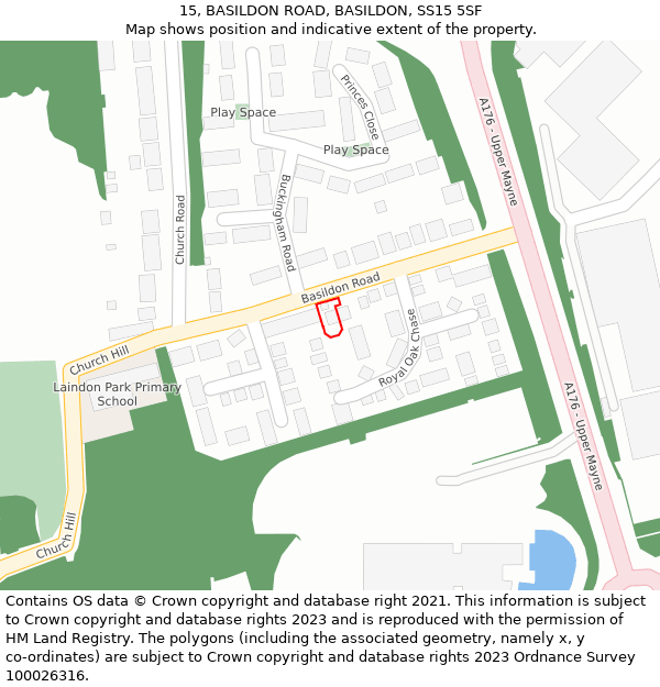 15, BASILDON ROAD, BASILDON, SS15 5SF: Location map and indicative extent of plot