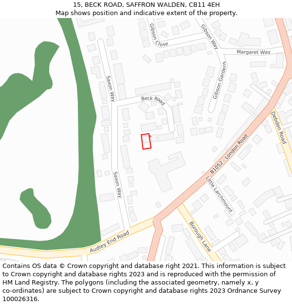 15, BECK ROAD, SAFFRON WALDEN, CB11 4EH: Location map and indicative extent of plot