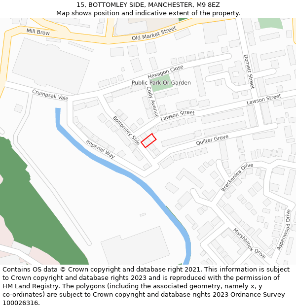 15, BOTTOMLEY SIDE, MANCHESTER, M9 8EZ: Location map and indicative extent of plot