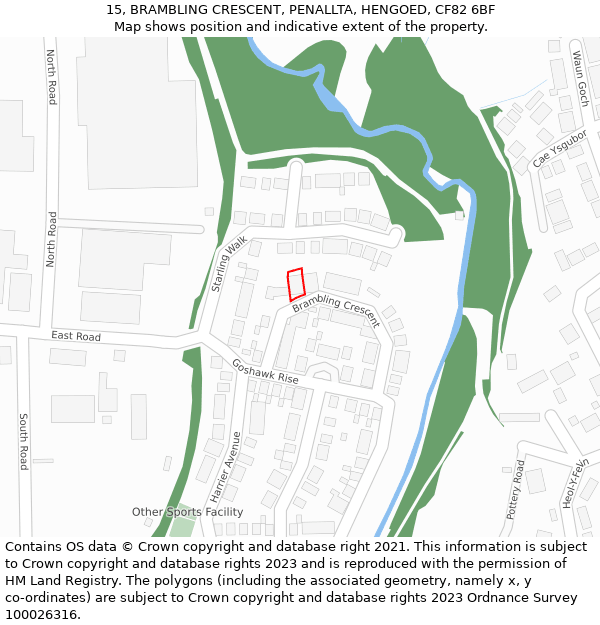 15, BRAMBLING CRESCENT, PENALLTA, HENGOED, CF82 6BF: Location map and indicative extent of plot