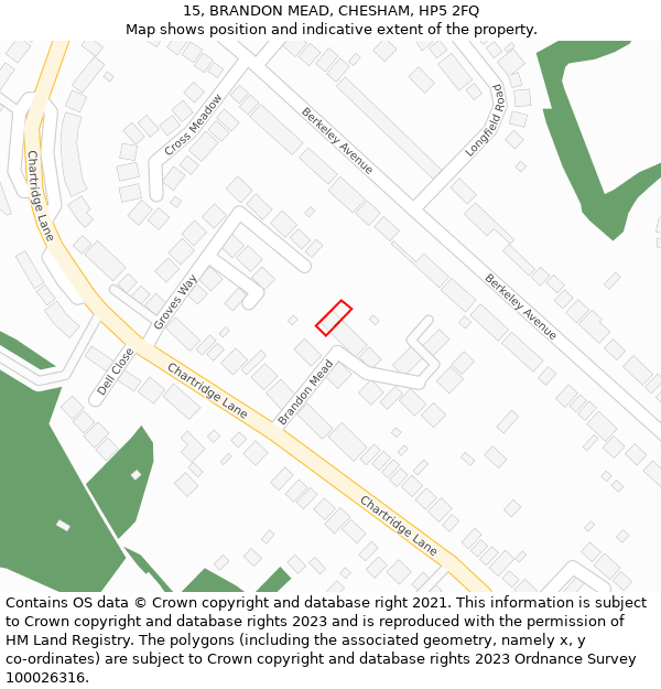 15, BRANDON MEAD, CHESHAM, HP5 2FQ: Location map and indicative extent of plot