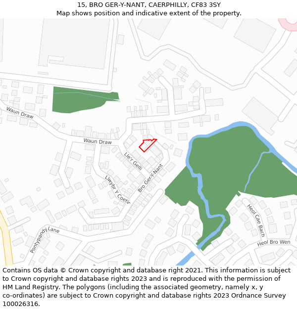 15, BRO GER-Y-NANT, CAERPHILLY, CF83 3SY: Location map and indicative extent of plot