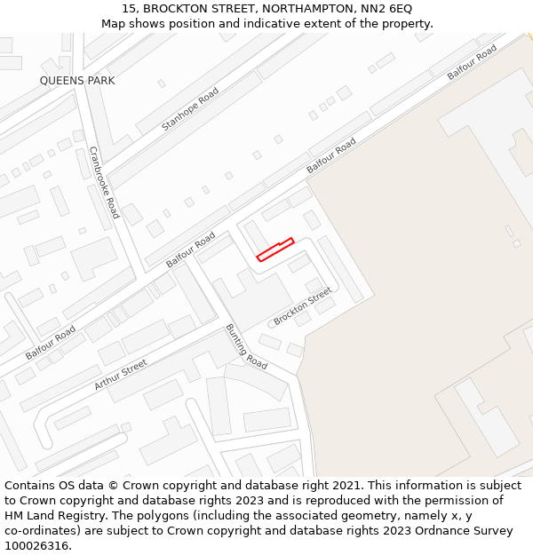 15, BROCKTON STREET, NORTHAMPTON, NN2 6EQ: Location map and indicative extent of plot