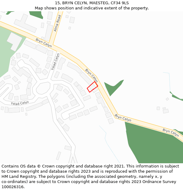 15, BRYN CELYN, MAESTEG, CF34 9LS: Location map and indicative extent of plot