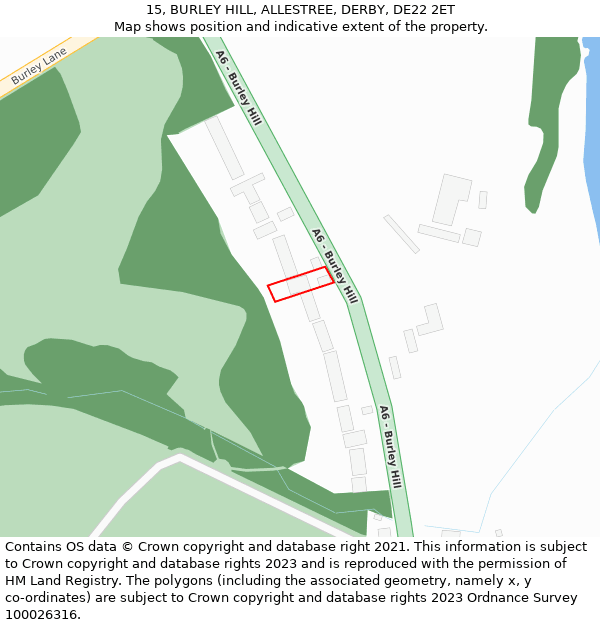 15, BURLEY HILL, ALLESTREE, DERBY, DE22 2ET: Location map and indicative extent of plot