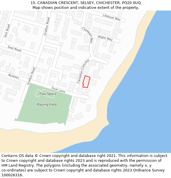 15, CANADIAN CRESCENT, SELSEY, CHICHESTER, PO20 0UQ: Location map and indicative extent of plot