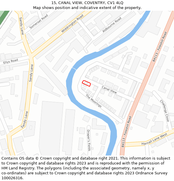 15, CANAL VIEW, COVENTRY, CV1 4LQ: Location map and indicative extent of plot