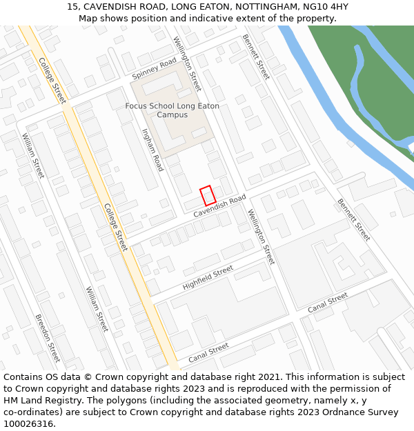 15, CAVENDISH ROAD, LONG EATON, NOTTINGHAM, NG10 4HY: Location map and indicative extent of plot